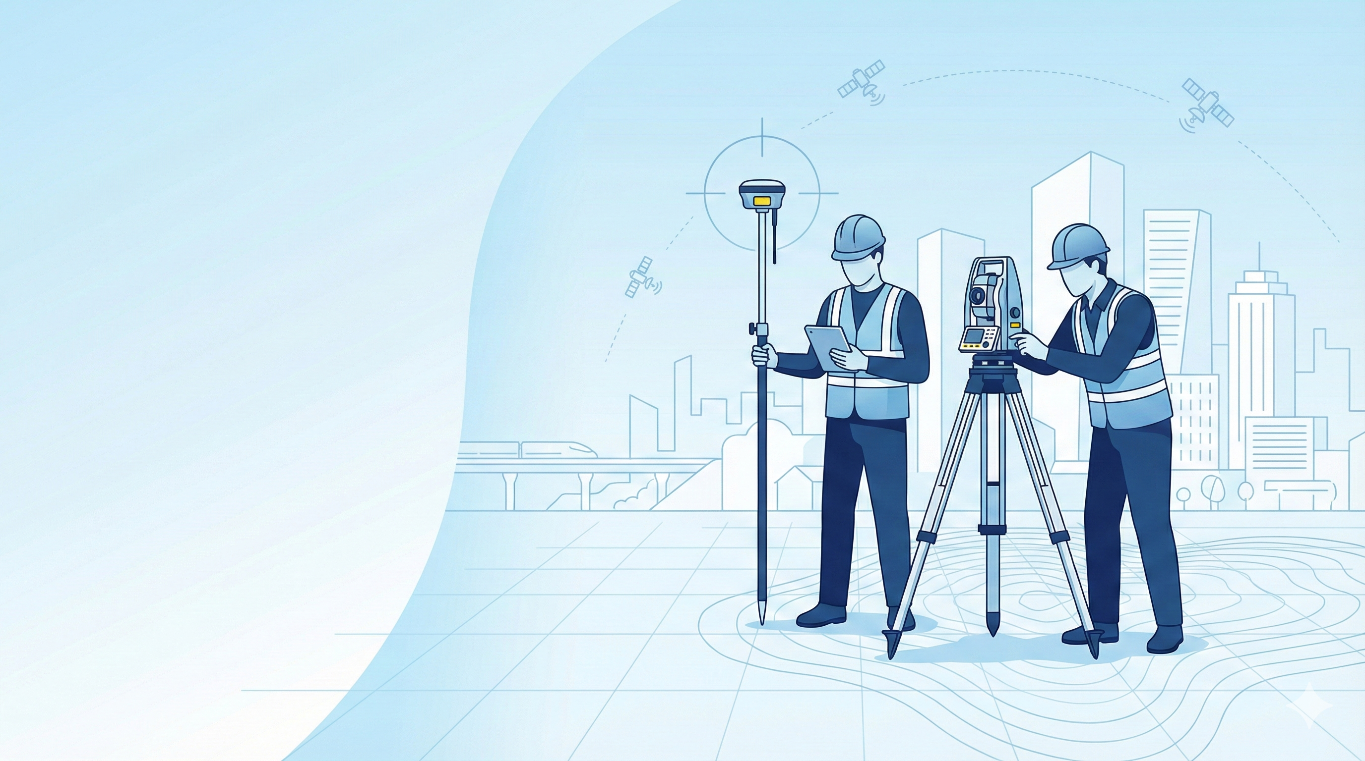 ทีมช่างสำรวจใช้งาน GNSS RTK และ Total Station